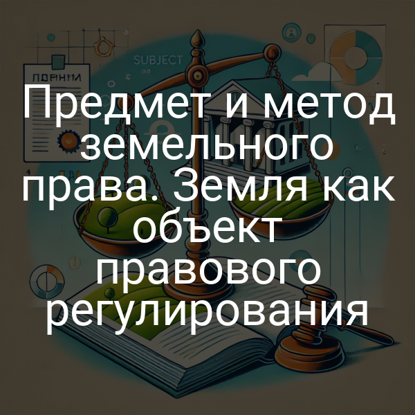 Предмет и метод земельного права. Земля как объект правового регулирования